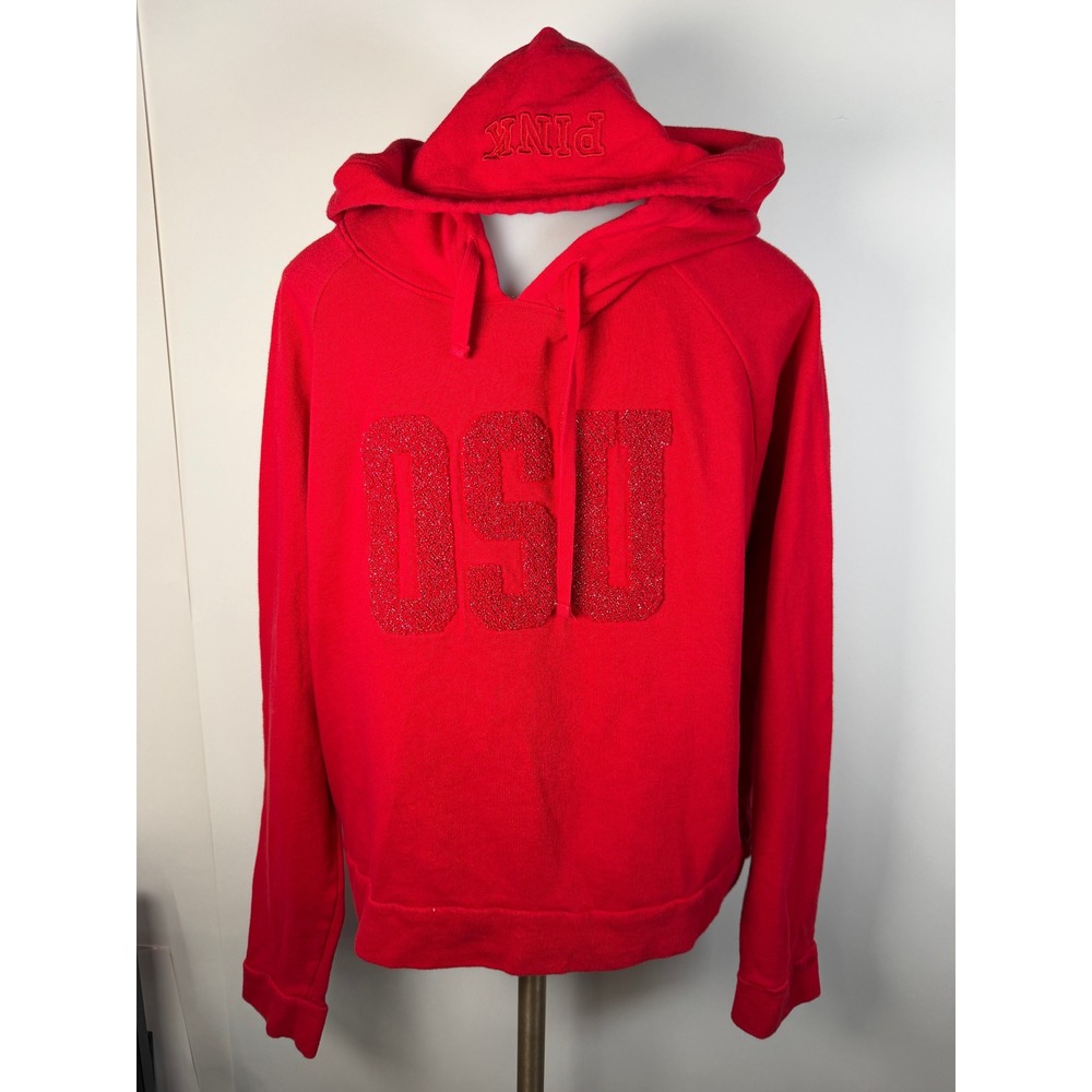 PINK Victoria's Secret Red OSU Glitter Pullover Hoodie